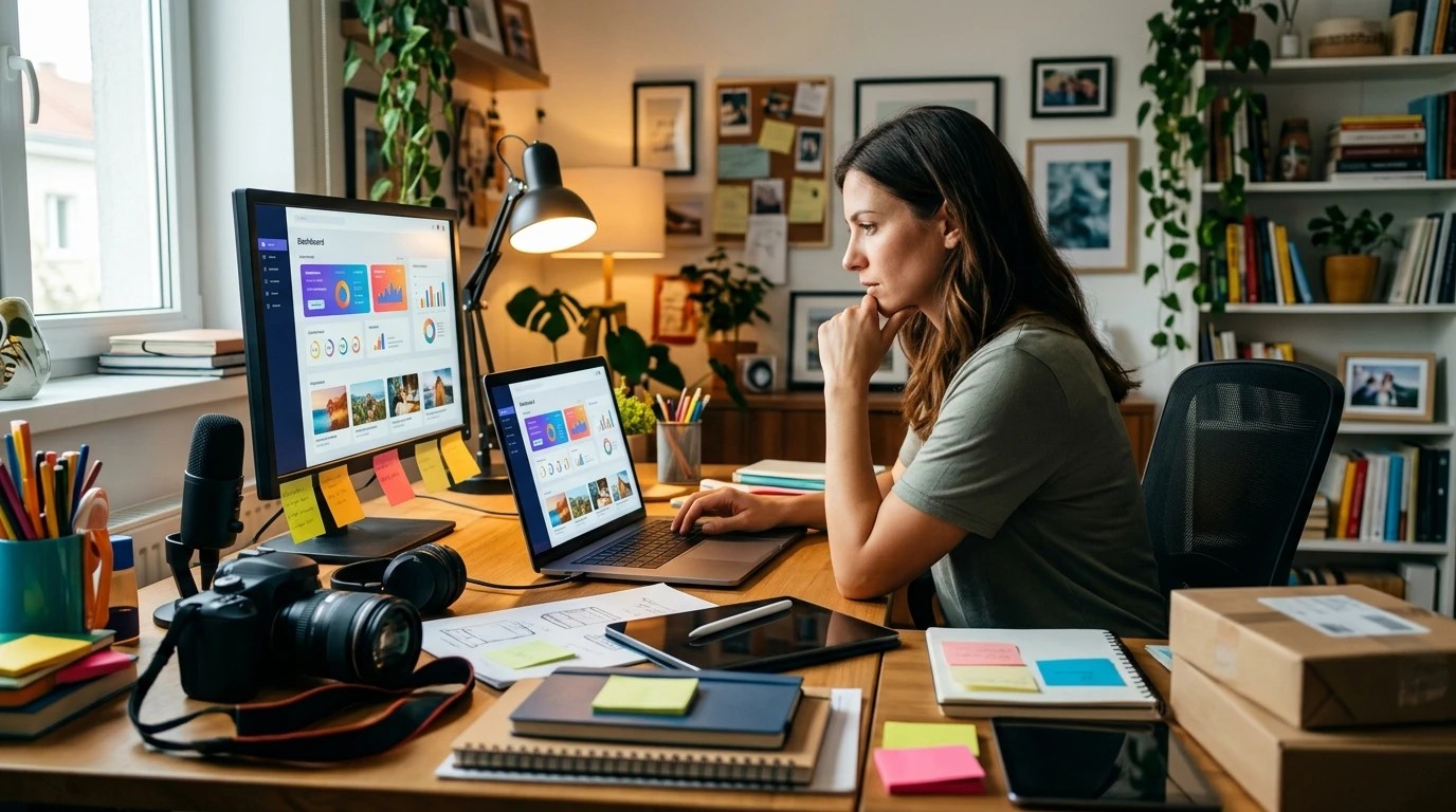 Create an image to use as the featured image for a blog post titled Blogging, Affiliate Marketing or Freelancing: Which Online Business Model Fits You? The post keyword is how to cho